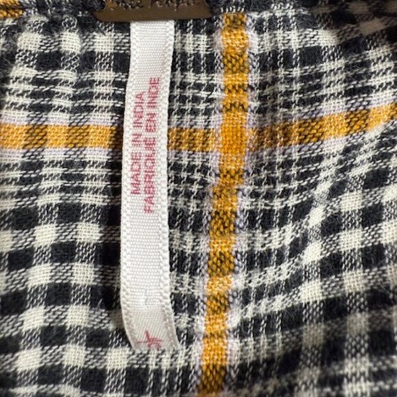Free People Women’s Oversized Plaid Button-Down Boho Chic Top Size Large - Picture 3 of 5